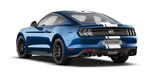 Ford Mustang Coupe GT 2018 blau metallik mit weissen Streifen 1:87 HO Ford Mustang Coupe GT 2018 blau metallik mit weissen Streifen 1:87 HO